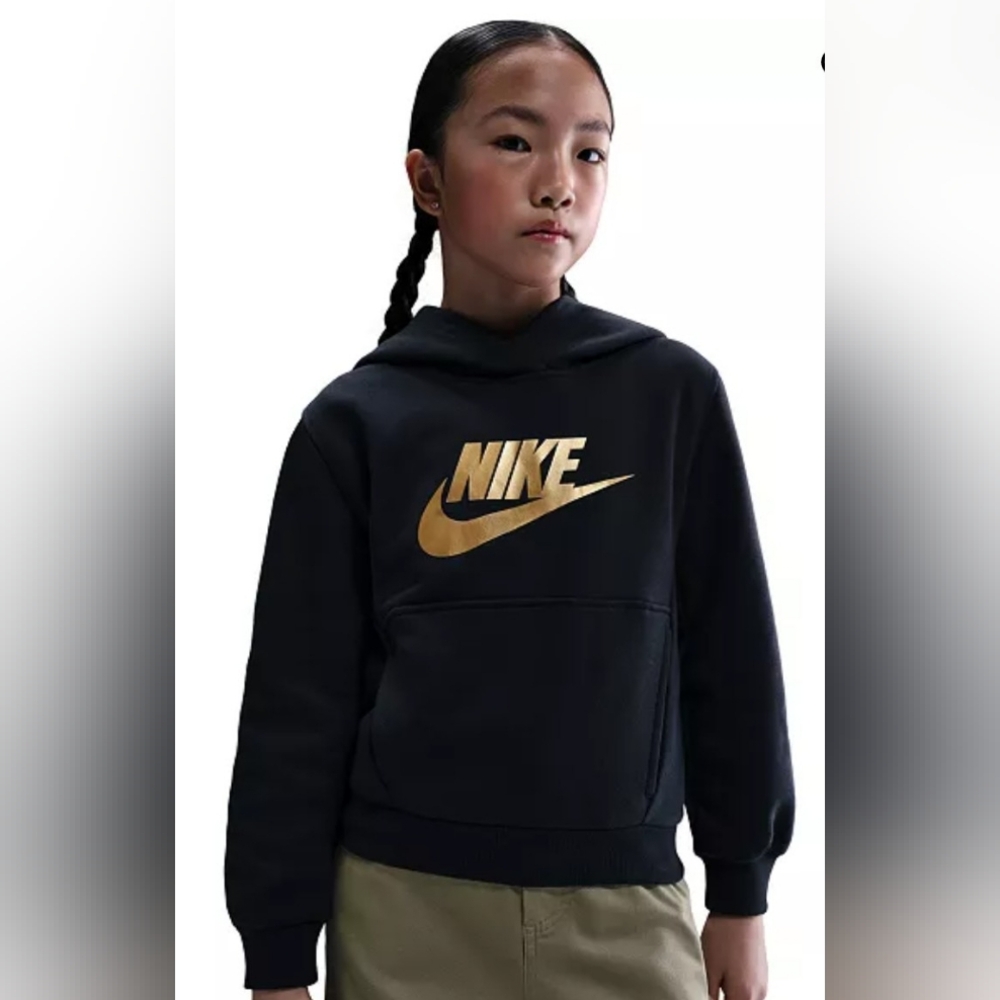 Nike Big Kids' Sportswear Gold Satin Logo Club Fleece Hoodie